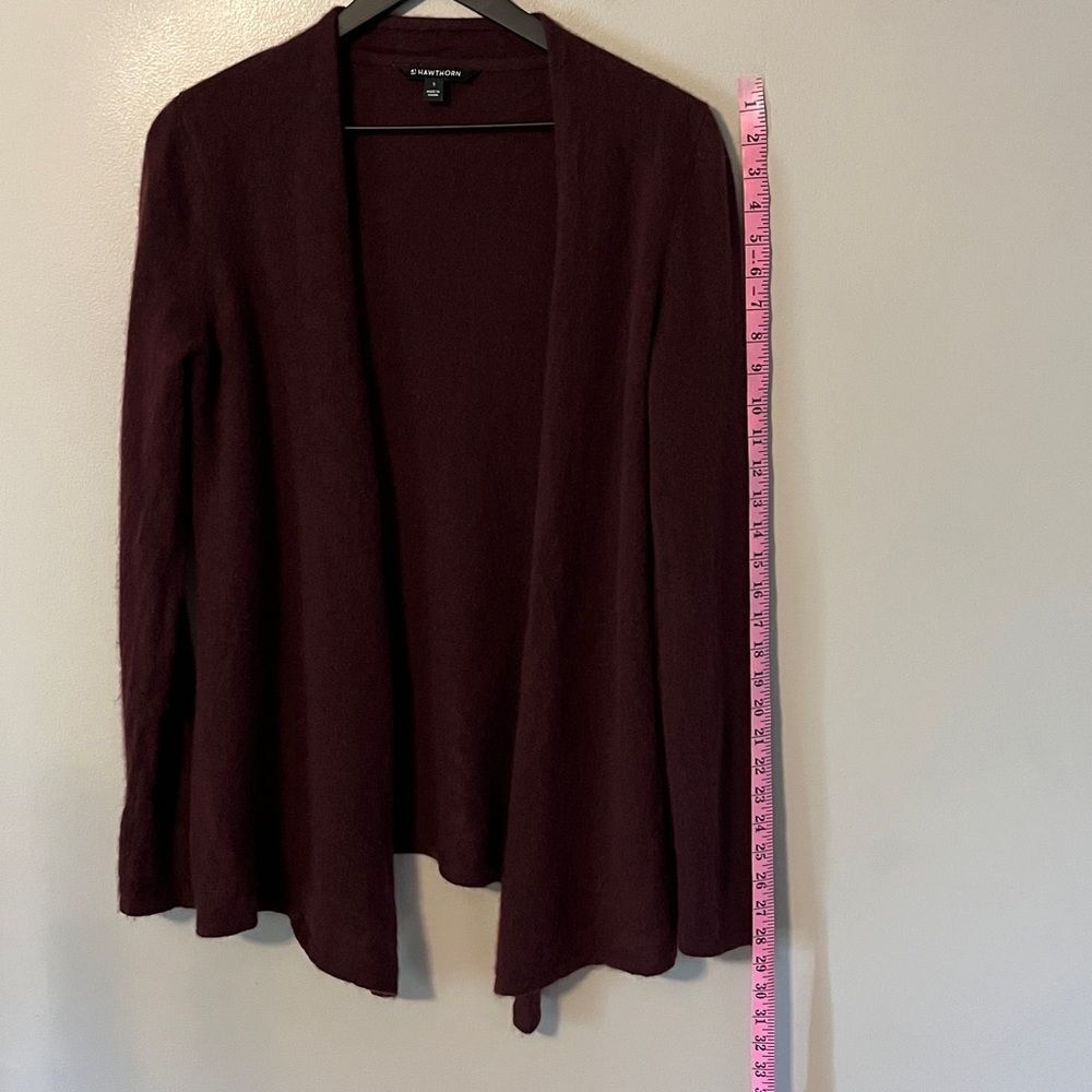 41 Hawthorne 100% Cashmere Leena Draped Maroon Cardigan Size Large - Picture 15 of 16